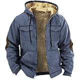 ofeirhz Winterjacken für Herren, mehrere Taschen, taktische Thermo-Fleecejacke, durchgehender...
