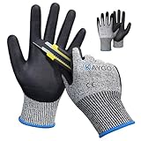 KAYGO 2 Paar Arbeitshandschuhe Schnittfest Level C, KG21N, Nitril Beschichtet Rutschfester Griff,...