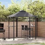 BBQ-Pavillon 240x150x255 cm, Anthrazit Stahlrahmen, Doppeldach, wetterfest, feuerhemmend, mit...