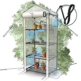 Heimfleiss® Foliengewächshaus mit 4 Ebenen | Balkon Gewächshaus klein | Garten Anzuchthaus Sturm-...