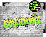 12x Graffiti EINLADUNGSKARTEN KINDERGEBURTSTAG Junge Mädchen - die frech bunten Graffiti PARTY...