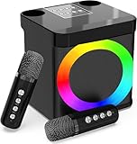 Karaoke Maschine mit 2 Mikrofonen,Mini Karaoke Anlage mit LED Licht, tragbare Bluetooth Karaoke...