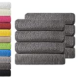 NatureMark 8er Spar-Pack Frottier Handtücher, Handtuch-Set, 50 x 100 cm, Anthrazit grau, 100%...