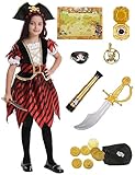 Mrsclaus Piratenkostüm Mädchen Kinder Piraten Kleid Zubehör Set Piraten Hut Augenklappe...