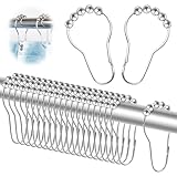 24 Stück Duschvorhang Haken, Duschringe Duschvorhangringe Haken, Aufhängeringe mit Gleitsystem,...