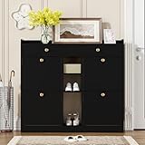 LLGWGL Schuhschrank-Schmal Schuhregal-Platzsparend Schuhkipper Hoch - 110cm Breie mit 2 Schubladen 4...