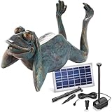 esotec Solar Wasserspeier mit Teichpumpen-Set Frosch Lazy Frog, Teichfigur, Miniteich Wasserspiel...