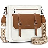RAINSMORE Umhängetasche Damen Mittelgroß Handtasche Damen Leder Crossbody Bag...