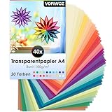 VOPIWOZ 40 Blatt Transparentpapier Bunt, Bastelpapier Transparent, Pergamentpapier Bunt, für...