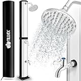 tillvex Solardusche 60 Liter inkl. Abdeckung | Solar Garten-dusche warmes Wasser | Pooldusche...