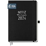 Chäff Wochen-Notiz-Kalender 2024 A5 [Schwarz] Wochenplaner, Notiz-Timer, Terminplaner,...