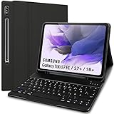 Tastatur Hülle für Samsung Tab S7 FE/ S7+/S7 Plus/S8 Plus 2022 12,4 Zoll, Schutzhülle mit Pencil...
