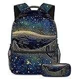 Schulranzen Set - Cosmic Starry Sky Wal Galaxy Rucksack mit Federmäppchen Combo, ideal für...