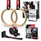 BeMaxx Turnringe Holz Gym Rings + Türanker & Trainings-eBook – Olympische Gymnastik Holzturnringe...