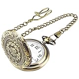 Taschenuhr, Vintage Taschenuhr mit Kette, Arabisch Ziffern Quarz Taschenuhr für Männer Frauen...