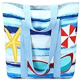 LOIDOU Große Strandtasche Tote Bag mit Taschen Damen-Shopper Frauen Mädchen Nette Strand Pool...