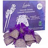 LAVODIA Lavendel Duftsäckchen 6g für Kleiderschrank - 20 Beutel mit getrocknetem Lavendel -...