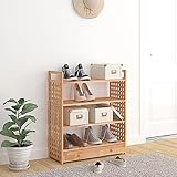 Owoxanthellate Schuhschrank 70x27x81 cm Massivholz Nussbaum, Modernes Schuhregal mit Schublade,...