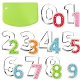 Ukoosien Groß Zahl Ausstechformen Set mit Teigschaber-8,3cm-Plätzchen Ausstecher Fondant Biscui...