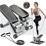 LEADZM Mini Stepper Mit Silent-Pad für Zuhause, 2 in 1 Fitness Stepper mit Gummiband, LCD Display,...