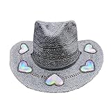 Sonnenfänger Cowgirl Strohprismenhut Bohemian Regenbogen Stern Mond Hohl Damen Hüte Handgewebt...