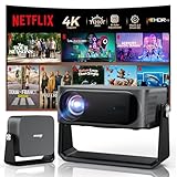 [30000 Lumen/Autofokus & Trapezkorrektur] 4K Smart Beamer mit Netflix-App & Kinoähnlichem Sound,...