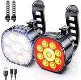 2 Stück Fahrradlicht, Hohe Lumen Super Helles Fahrradlicht, 8+7 Modi Fahrradscheinwerfer und...