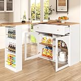 Ausziehbarer Bartisch mit Stauraum(138-204×39×104cm), 360° drehbare Essbar,Moderner Beweglicher...