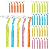 kelav 50 Stück Interdentalbürsten L-Form 5 Farben, Zahnzwischenraumbürsten mit Rutschfestem...