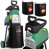 Gardebruk® Leisehäcksler 3100 W max. 44 mm Aststärke Elektrisch 2 x 60 L Auffangbeutel...