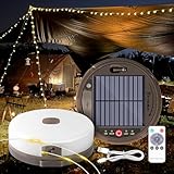 HELESIN Camping Lichterkette Aufrollbar, 12,8M 128 LED Solar Camping Lichterkette Außen, USB...