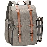 Picknick-Rucksack für 4 Personen mit großer isolierter Kühltasche, Picknickkorb-Set mit...