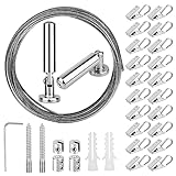 OOTSR [5 Meter] Seilspanngarnitur Seilspanner Gardinenseil Drahtseil mit (20) Haken Vorhang Clips...