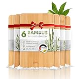 Exitoso® Schneidebretter 6er-Set aus Bambus - Frühstücksbrettchen Küchenbrett aus Holz - 22 x 14...
