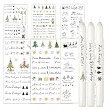 Ovaletta 6 Stück Kerzen Tattoo Weihnachten, Kerzentattoos Weihnachten A5, Kerzen Aufkleber...
