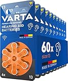 VARTA Hörgerätebatterien Typ 13 orange, Batterien 60 Stück Vorratspack, Power on Demand, wireless...