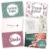 Erik Anderson 25 er Set Dankeskarten hochwertig - Blanko Karte zum Danke sagen - Postkarte ideal als...