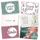 Erik Anderson 25 er Set Dankeskarten hochwertig - Blanko Karte zum Danke sagen - Postkarte ideal als...