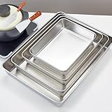 Baking Tray, Set Of 4, Kuchenblech Aus Edelstahl, Ofenblech, Rechteckiges Ofenblech, Fettpfanne Zum...