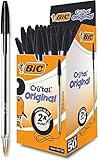 BIC Kugelschreiber Cristal Original, in Schwarz, Strichstärke 0,4 mm, 50er Pack, Ideal für das...