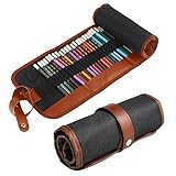 72 Löcher Leinwand Pencil Wrap Mit Druckknopf, Waschbar Canvas Roll Up Pencil Case, Tragbar...