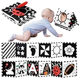 URMYWO Kontrastbuch Baby, Schwarz Weiß Doppelseitig Baby Stoffbuch, Soft Bilderbuch aus Stoff mit...