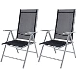 Casaria® Gartenstuhl 2er Set Klappbar Aluminium Wetterfest 8- Fach Verstellbar 120kg Belastbar...