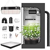 TOPRON Growzelt Komplettset Anbau Set mit 200W LED Vollspektrum Grow Lampe Dimmbar, 100x100x200cm...