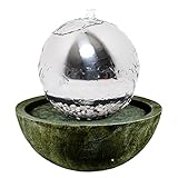 Köhko 30 cm Kugelbrunnen 21008 aus Edelstahl mit LED-Beleuchtung und Harzbecken