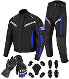 Vaster Moto Motorradkombi für Herren, wasserdichte Motorradjacke mit Hose und Handschuhen,...