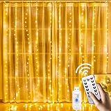 Lichtervorhang, 6 * 3m 600leds Lichterketten Vorhang mit 8 Modi Lichtervorhang Innen Weihnachtsdeko...
