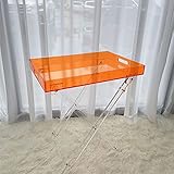Orangefarbener Acryl-Klapptablett, transparenter Beistelltisch für Wohnzimmer, kleiner Couchtisch,...