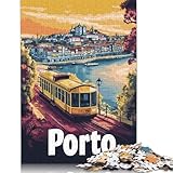500-teiliges Puzzle mit Stadtbild von Porto und Straßenbahn-Poster für Erwachsene und Teenager....
