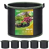 iophi 5X Pflanzsack Pflanzentasche 30 Liter aus Vliesstoff, Pflanzsäcke für Dauerbepflanzung,...